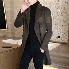 男士羊毛修身中长款呢子大衣西装领商务休闲毛呢风衣外套N16，男装毛呢大衣，电商B226-2（原B217-2）