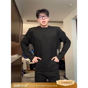 灰色结构美式长袖T恤男款秋季穿搭显肩宽无帽卫衣重磅内搭打底衫图片