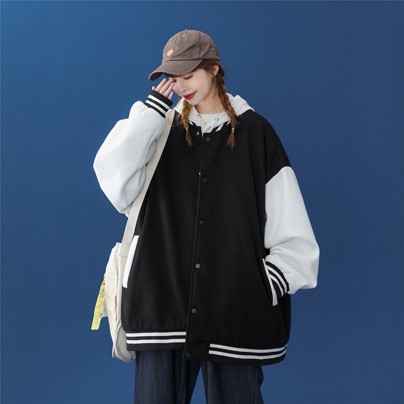 中性风2023秋季新品简约风拼接撞色情侣棒球服G80p65控78,男装夹克,A247A