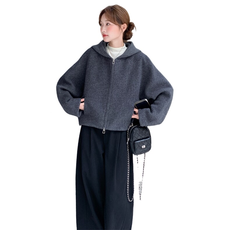 2025冬季新款全羊毛呢外套女短款羽绒服加厚90白鸭绒内胆连帽上衣,女装羽绒服,辉之琳