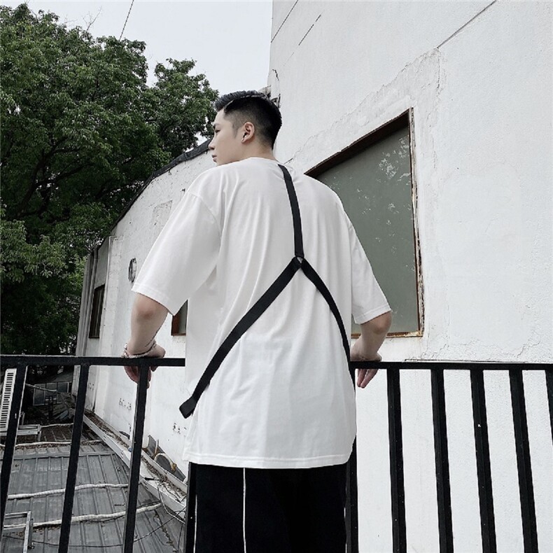 夏季时尚款织带金属扣潮流设计简约风圆领短袖T恤男A345-268-P55,男装T恤,电商A345