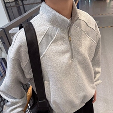 KT53-P482025秋季美式重磅休闲卫衣男士宽松半拉链立领上衣，男装卫衣，电商B323A