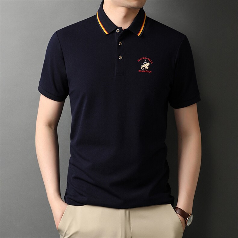 上衣百搭翻2024年潮流宽松领衬衫纯色短袖夏季POLO衫XLT203,男装Polo衫,钱塘6003（原4033）