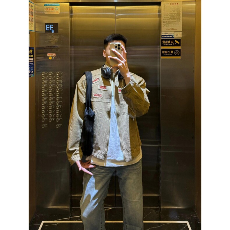 【有货】贴布字母刺绣牛仔外套男春秋立领工装夹克J41CC-特P65,男装夹克,星座1007（原301D）