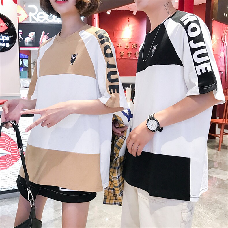 1702-HT015新款青年情侣体恤时尚日系男女短袖LPWv，男装T恤，星座714-1