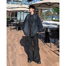 高街复古美式做旧小众牛仔夹克男女春季潮流百搭情侣外套B16/P75，男装夹克，星座506