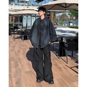 高街复古美式做旧小众牛仔夹克男女春季潮流百搭情侣外套B16/P75图片