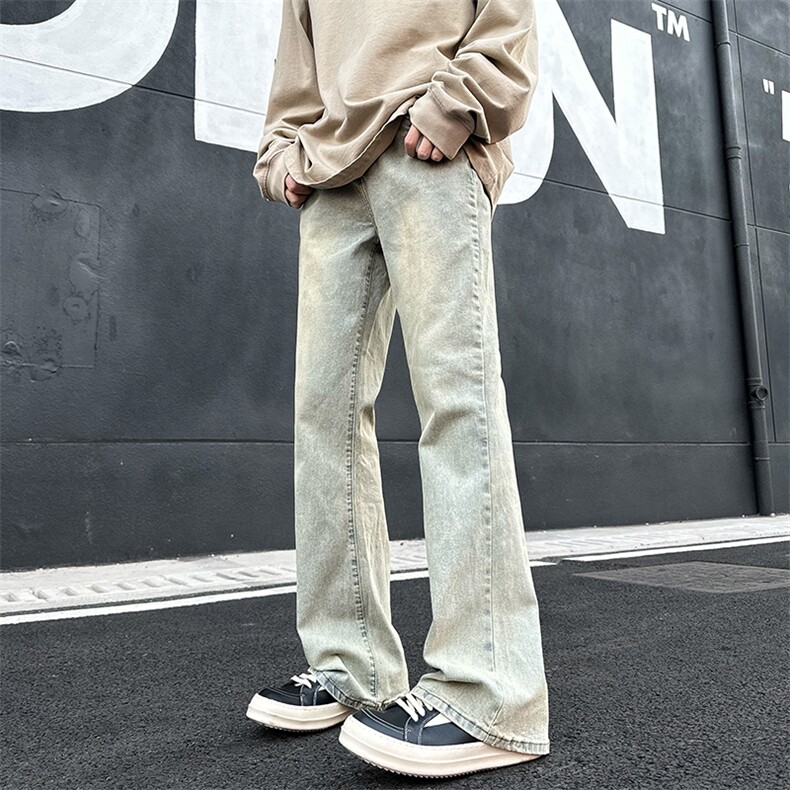 2024春季新款外景大码美式微喇牛仔裤M-5XGK24097，男装牛仔裤，电商A022