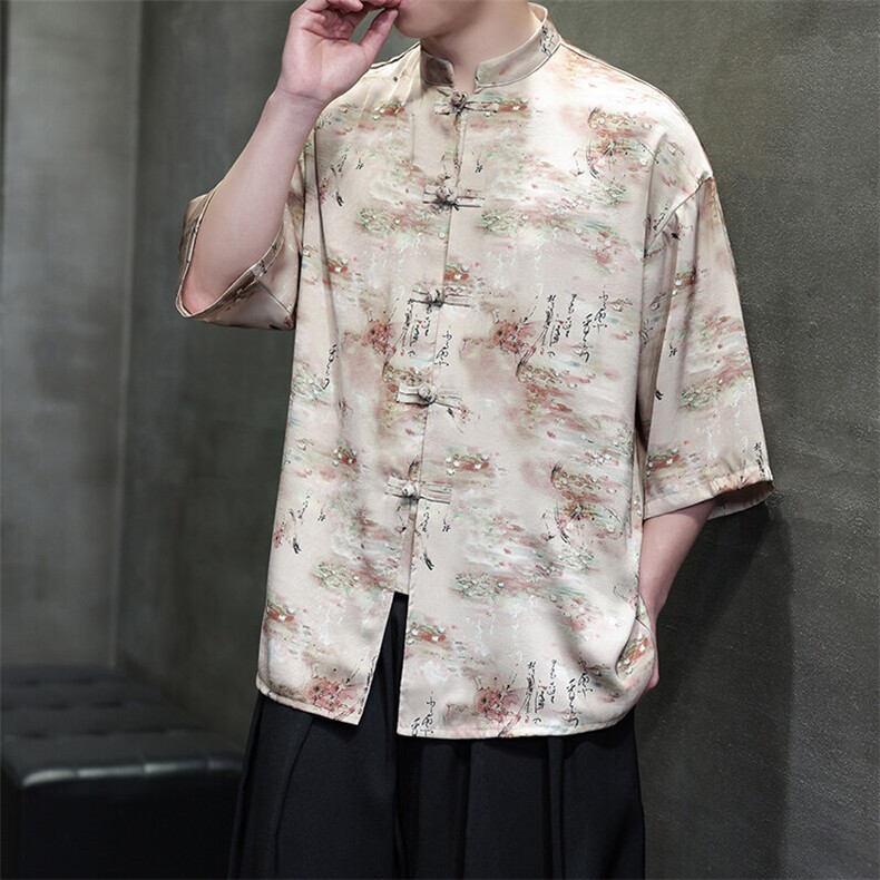风数码印花衬衫XZ815-1--C2501-P60竹叶,男装衬衫,星座815-1（原A203A）