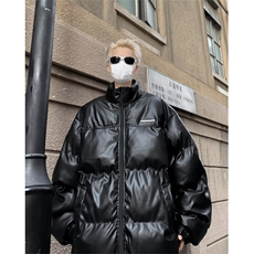 美式复古设计感PU皮棉衣男2024冬季加厚立领棉服外套W8036-P85，男装棉衣，星座512-4