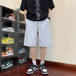 港风牛仔短裤男夏季潮流百搭宽松五分裤高街直筒DK850-特批-32图片