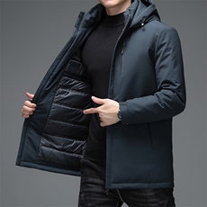 冬季新款男士商务休闲上衣中年可脱卸帽羽绒服男装加厚保暖外套，男装羽绒服，电商B212（原钱塘6029）