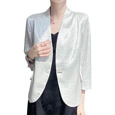 西装外套百搭时尚简约高级光泽感缎面小西服外套气质女，女装短外套，源达羊绒