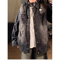 DJK105-P65美式牛仔休闲夹克男女春秋潮牌宽松外套-网图现货，男装夹克，星座603-2