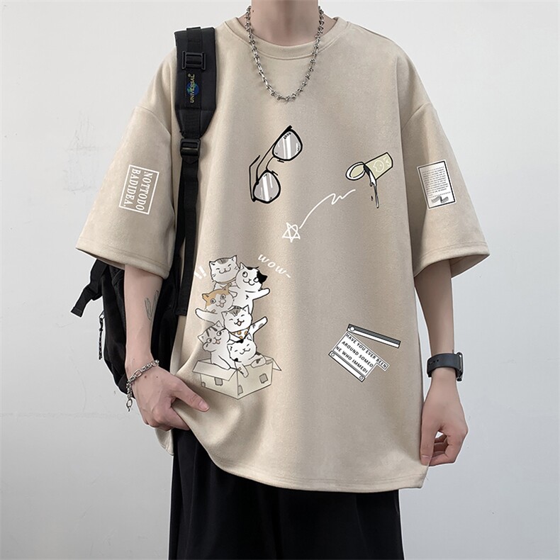 麂皮绒短袖t恤男大码半袖男 JD82115-P25图片