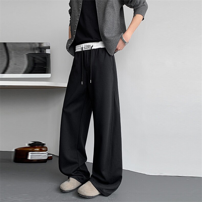 休闲裤男秋季新款港风宽松高品质华棉复合牛奶丝长裤K8558-特P40，男装休闲裤，星座214-9