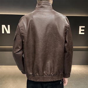 K593-P105 秋冬潮流新款翻领PU皮衣男高品质防风百搭夹克图片
