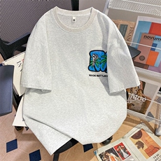万针全刺绣工艺抖音得物高品质260克重磅纯棉双纱美式高街短袖T恤，男装T恤，电商A486