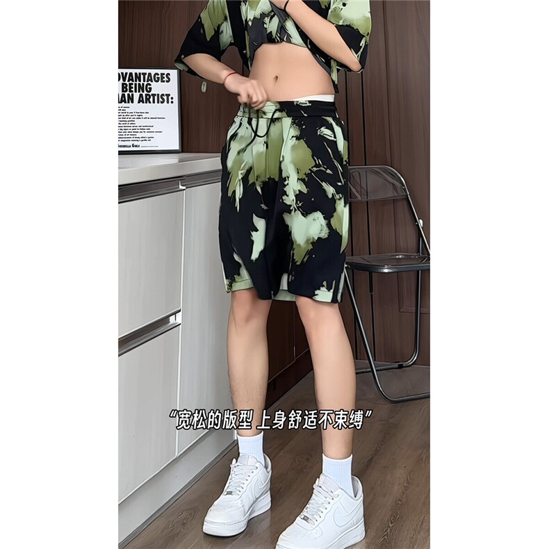 短袖衬衫男+短裤男潮流休闲套装男M-5XL大码TZ78710P50控98模特图,男装牛仔裤,星座226-1