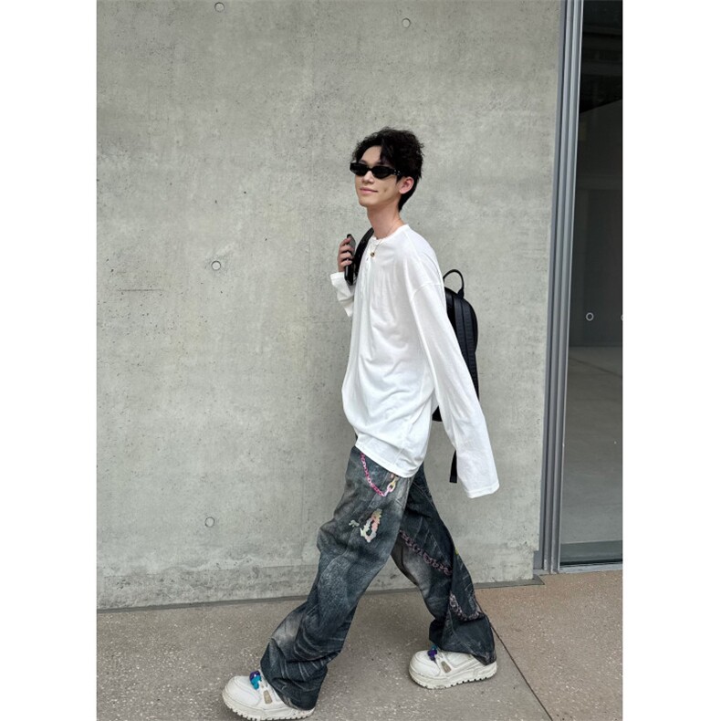 C316T9930P48初秋新款长袖T恤白色polo亨利领tee时尚百搭白色,男装T恤,电商C316