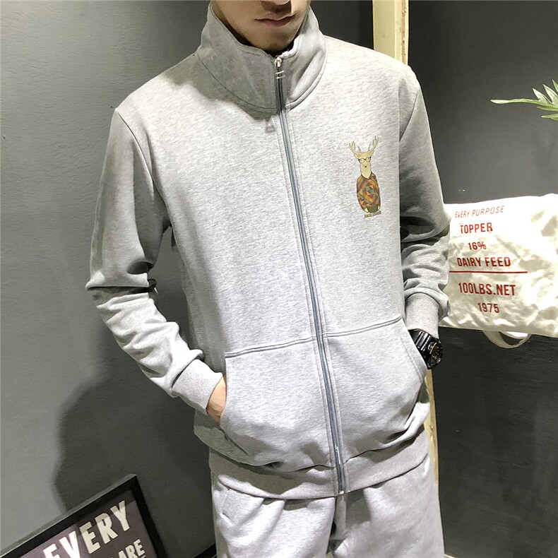 秋冬新款大码开衫男士宽松拉链立领卫衣休闲夹克运动外套卫衣P90,男装卫衣,星座802