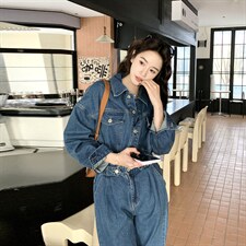 2026新款春装现货数据好牛仔连体裤2D009-6881P135控178，女装连体裤，2D009
