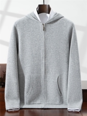 2025年秋冬季男士100羊毛开衫四平加厚连帽时尚羊毛衫百搭外套，男装针织衫/毛衣，星纬羊绒