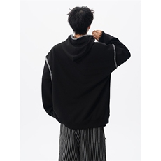 WY10155-特P48控88新款连帽贝壳绣花麦穗提花大码男宽松情侣卫衣，男装卫衣，电商A059