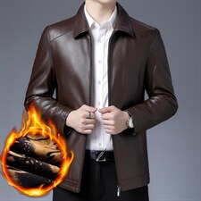 BH802钱塘2020-2中年男士冬季厚款加绒休闲简约皮衣外套P140，男装皮衣，钱塘207-2