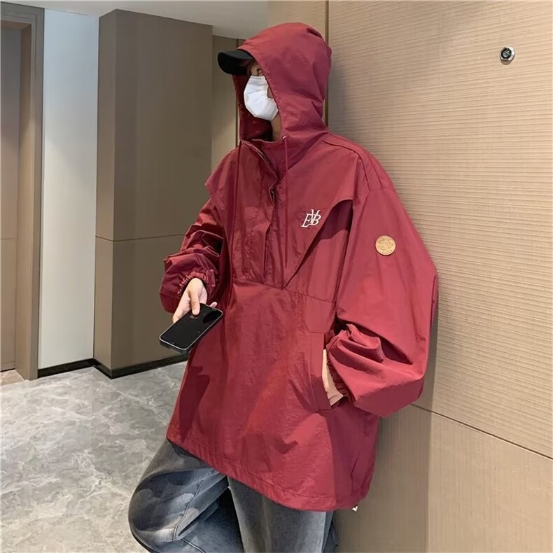 日系cityboy字母情侣冲锋衣夹克男春秋潮牌小众连帽外套W3799-P50图片