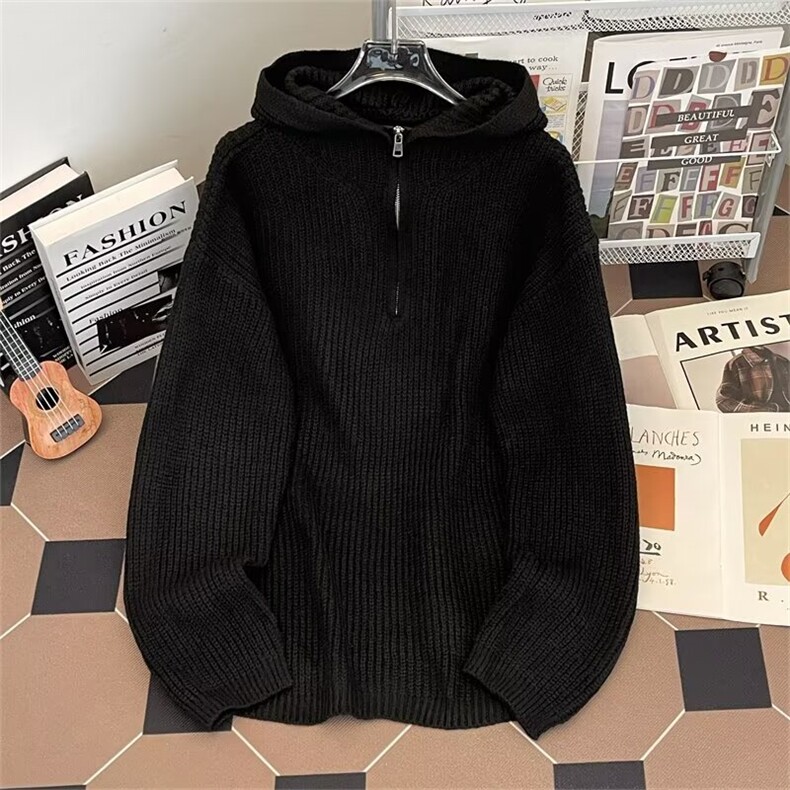 cleanfit半拉链连帽毛衣男秋冬季韩系宽松高级感针织衫M281/P55,男装针织衫/毛衣,星座506B