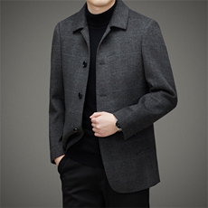 DJ82303钱塘2020-3冬季厚款商务休闲翻领中年男士毛呢大衣P435，男装毛呢大衣，钱塘207-3