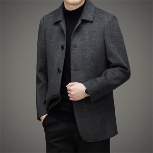 DJ82303钱塘2020-3冬季厚款商务休闲翻领中年男士毛呢大衣P435图片
