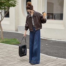 海宁皮衣外套女短款2025秋季新款宽松显瘦设计感小众pu皮夹克上衣，女装皮衣，江南女神