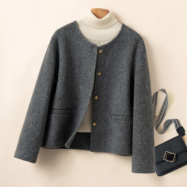 双面呢羊毛大衣女2025冬新款宽松西装领小个子高端羊毛外套女，女装双面呢大衣，优远毛呢大衣