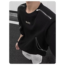 美式重磅高级感垫肩t恤cleanfit拉链短袖设计感半截袖WLK7133-p45，男装T恤，星座1008