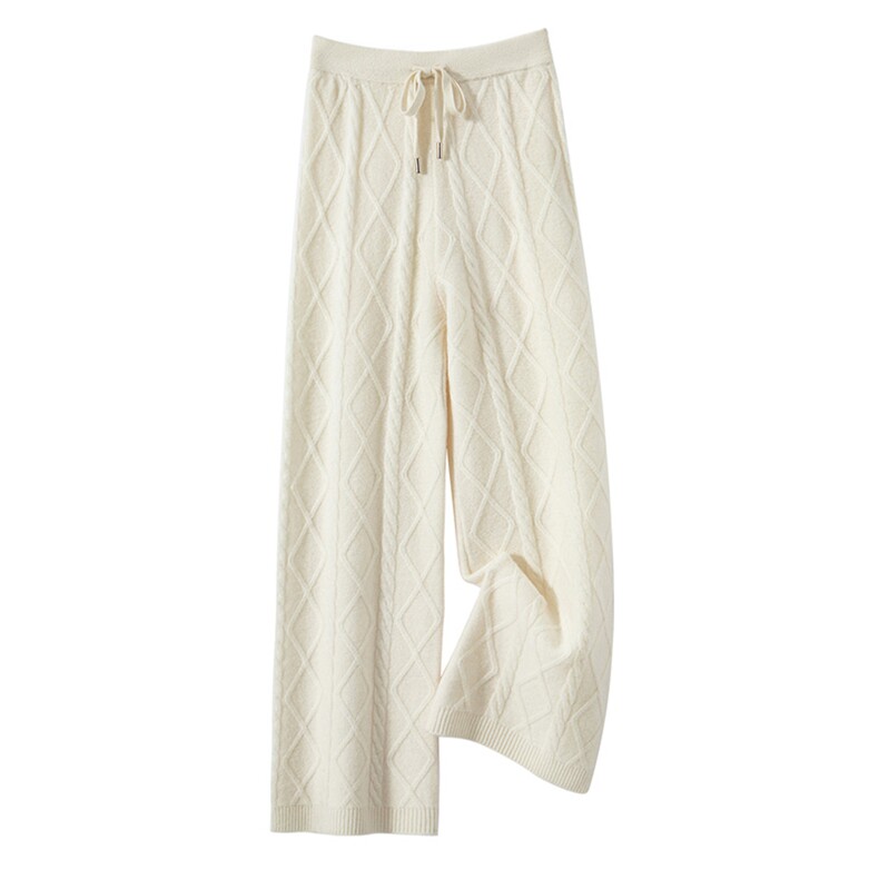 2025年秋季新款百搭七针杻花阔腿裤，女装休闲裤，宏杨羊绒