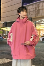 港风上衣拼接夹克宽松落肩拼色冲锋衣外套JK832P78，男装夹克，星座1204-3