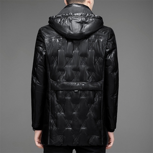 DLSN8125羽绒皮衣男头层绵羊皮白鸭绒羽绒服皮风衣P1550图片