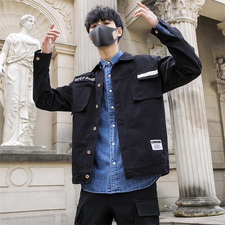 外套男2021春装新款休闲工装夹克衣服男士日系宽松外套DS335T,男装夹克,电商A102