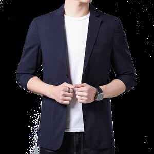 中年商务休闲西服男士单西外套春秋季时尚百搭西装免烫上衣图片