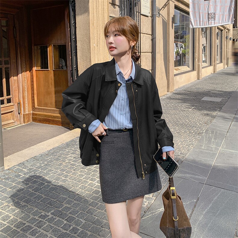 【现货已出】新增黄色~短款皮衣外套女W331p145k198,女装皮衣,2C209