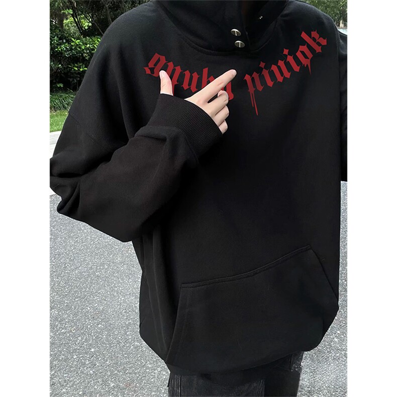 抖音得物品质380克全棉美式宽松两粒扣印花连帽卫衣ACM2203,男装卫衣,电商A443