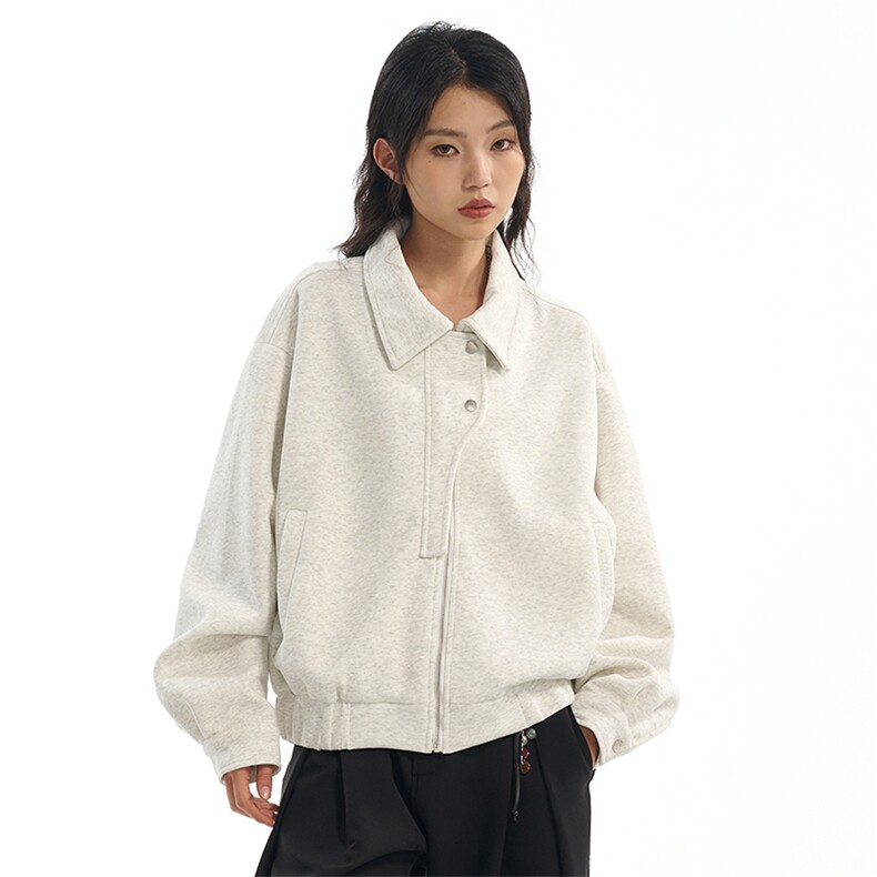 华棉450克W9875-特P85开衫短宽夹克男女秋季潮牌宽松百搭卫衣外套图片