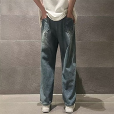 vibe裤子高街水洗牛仔裤男设计感小众拉链裤N751P48，男装牛仔裤，星座1116-2