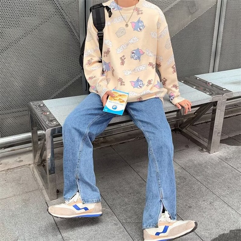 卡通满印圆领毛衣男秋冬韩版bf宽松休闲针织衫M9908P30,男装针织衫/毛衣,星座1116-2