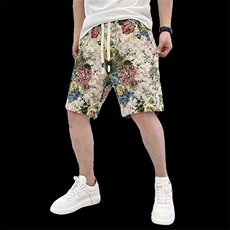 2025夏季男新款花色休闲宽松短裤网红青年潮牌五分裤青年痞帅中裤，男装休闲裤，星座506A