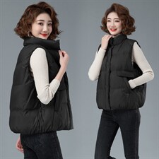 羽绒马甲女短款2022秋冬新款韩版宽松轻薄羽绒服背心坎肩马夹，女装马甲，余墨