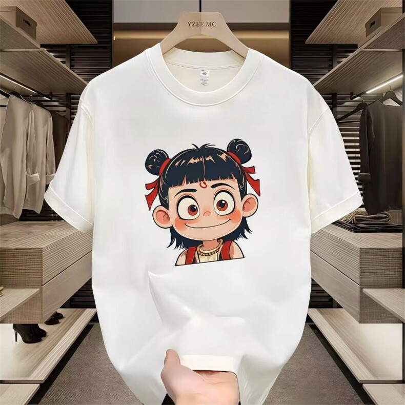 潮个性百搭哪吒休闲潮流卡通印花男圆领青少年短袖T恤GA889P29，男装T恤，星座1013-5