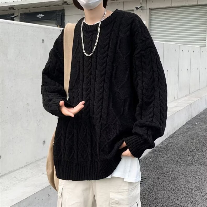 秋冬男针织衫圆领毛衣螺纹菱形拼接鹿毛绒外套M7118-P55,男装针织衫/毛衣,星座1109-3